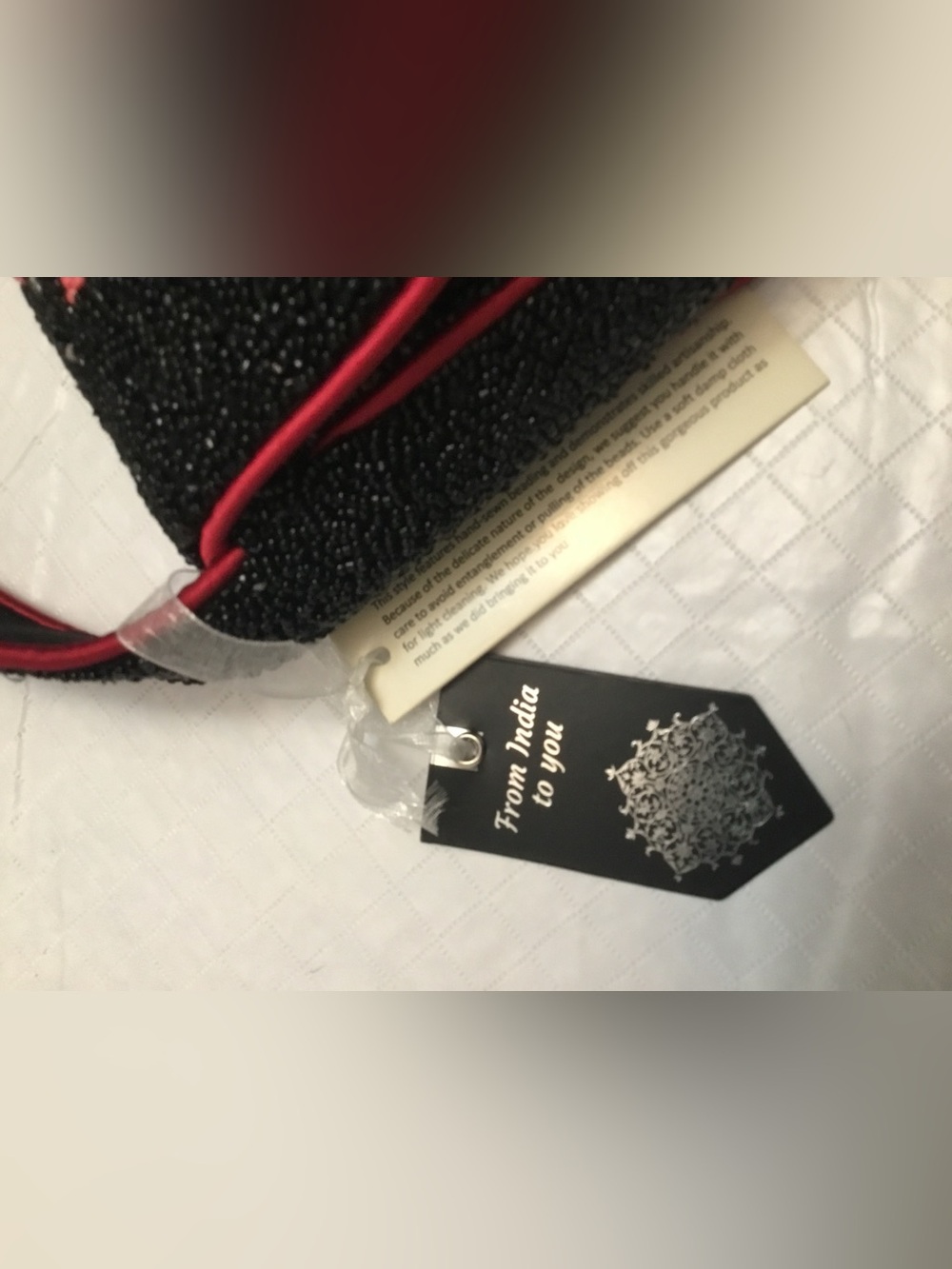Beaded Black Shoulder Bag with Red Dragon Embroidery NO BRAND - Picture 14 of 15